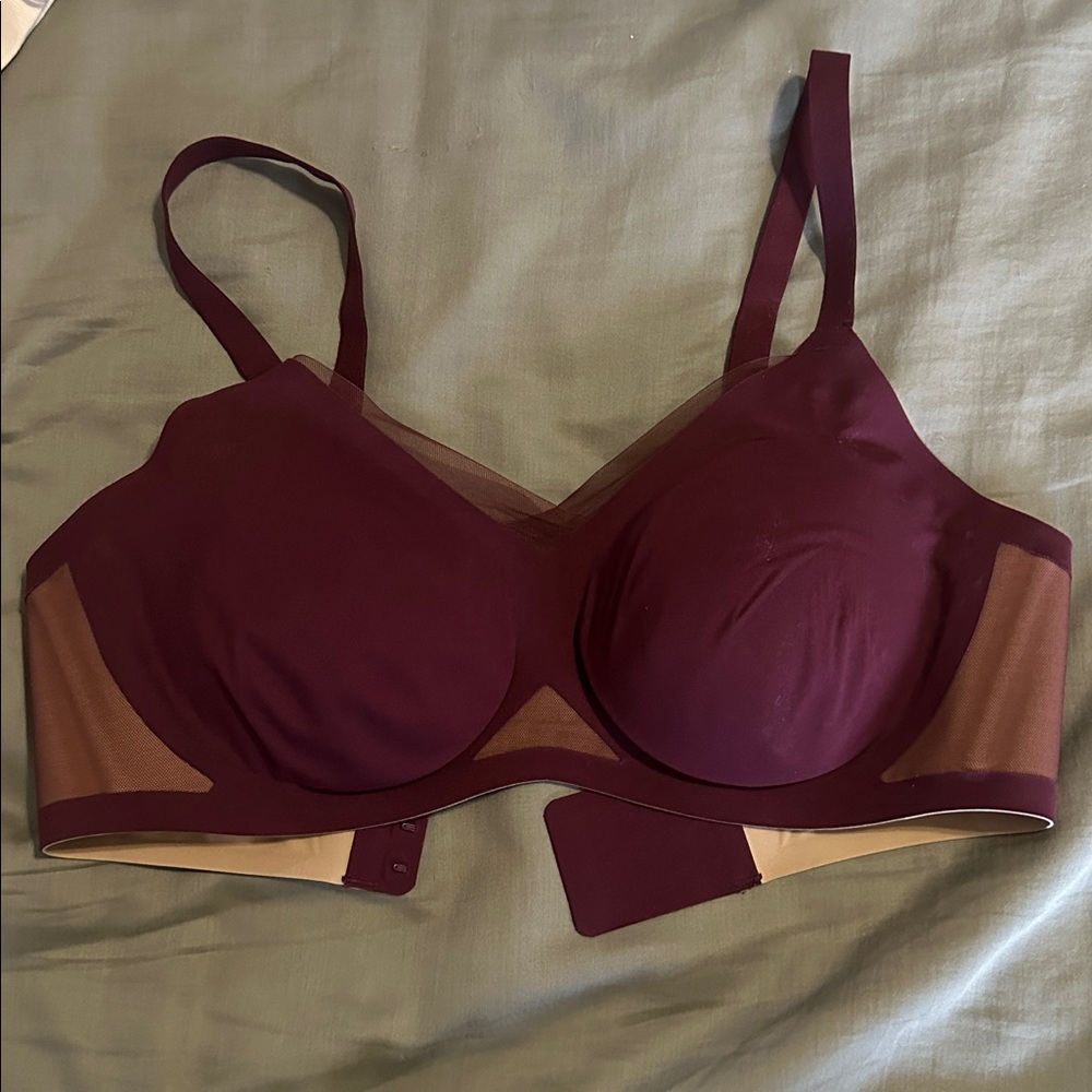 Honeylove Elegant maroon Bra with Mesh Detail size medium 36 B/C